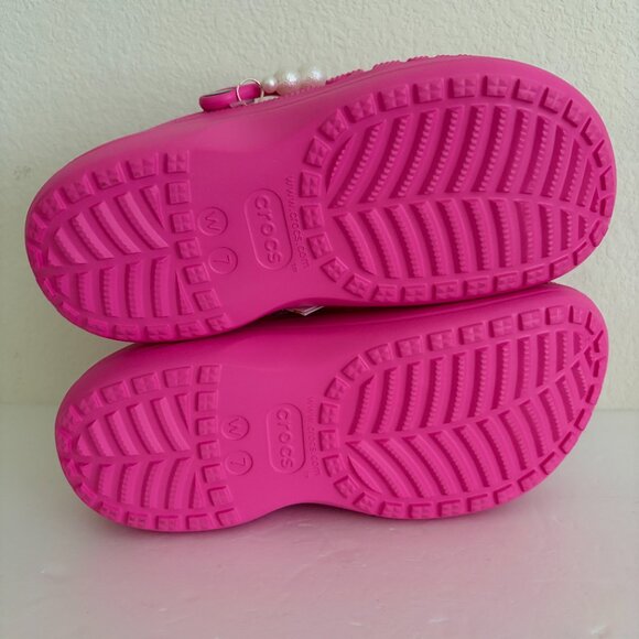 CROCS Baya Platform Clog Womens 7 Electric Pink DIY Pearl/Stone Embellishment - Picture 7 of 12